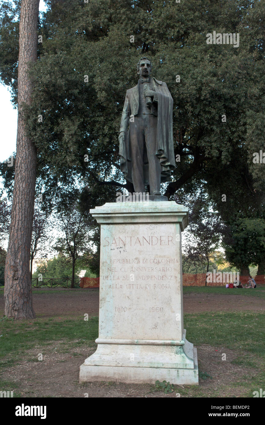 Rome, Italy. Bronze statue of Francisco de Paula Santander in the Villa