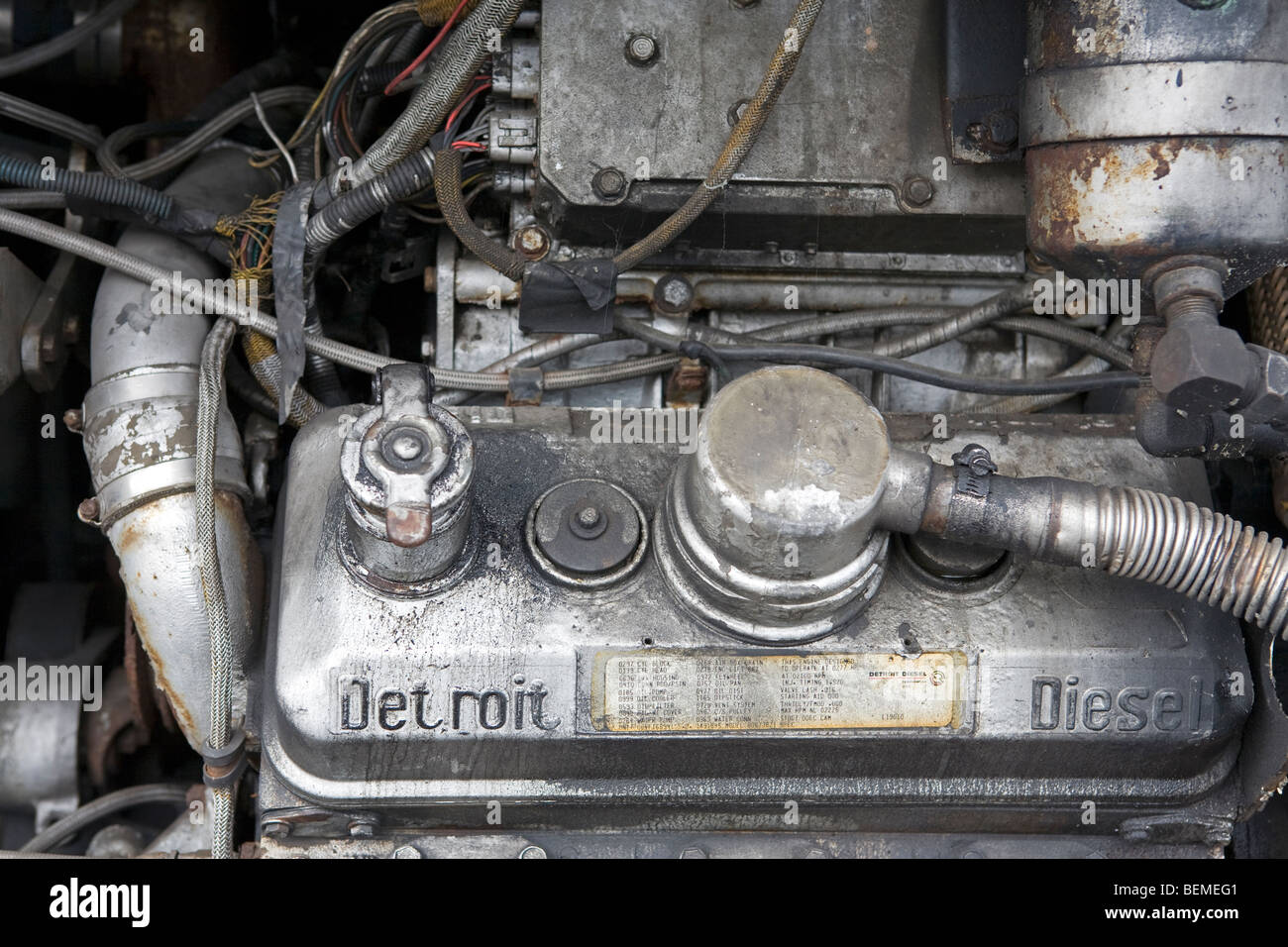 Old Detroit diesel engine Stock Photo