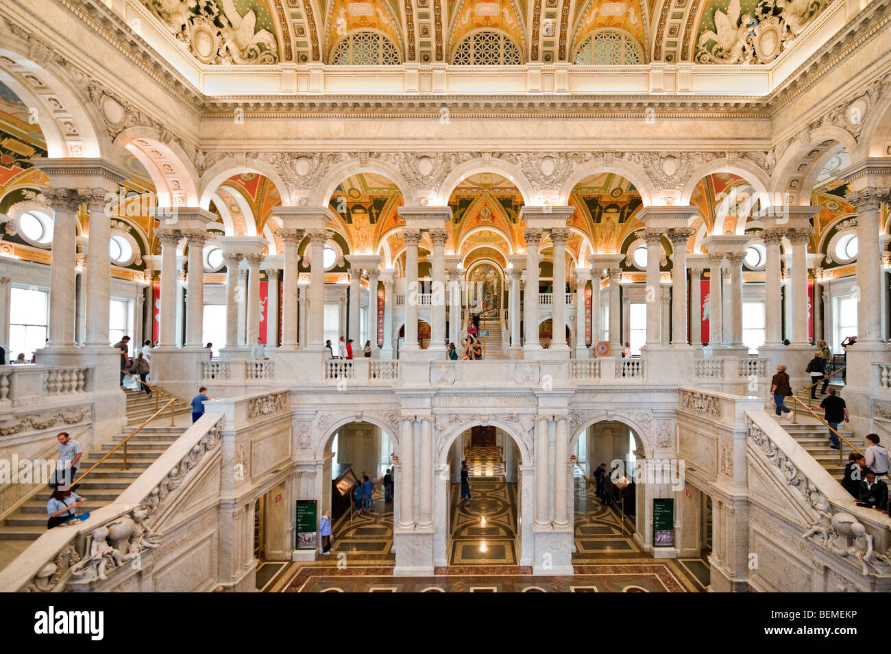 The Great Hall in the Thomas Jefferson Building, Library of Congress, Washington DC, USA Stock Photo