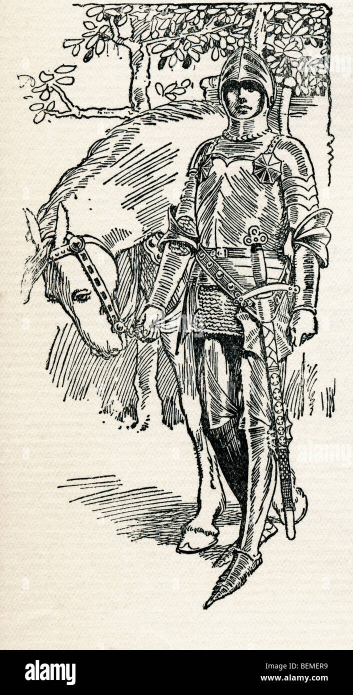 Sir Galahad. Illustration from the book The Gateway to Tennyson published 1910. Stock Photo