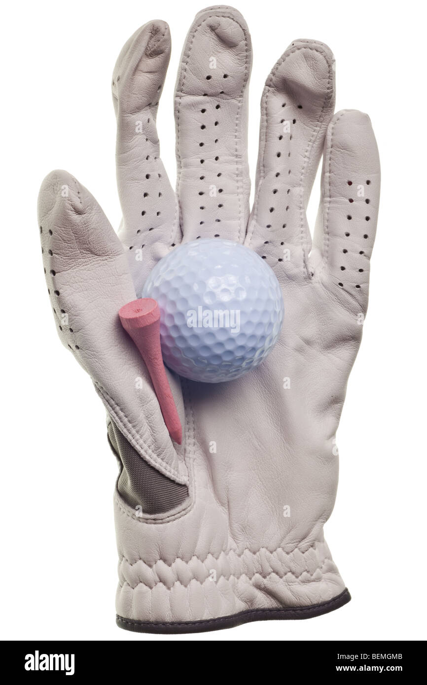 golf ball and glove isolated on a pure white background Stock Photo - Alamy