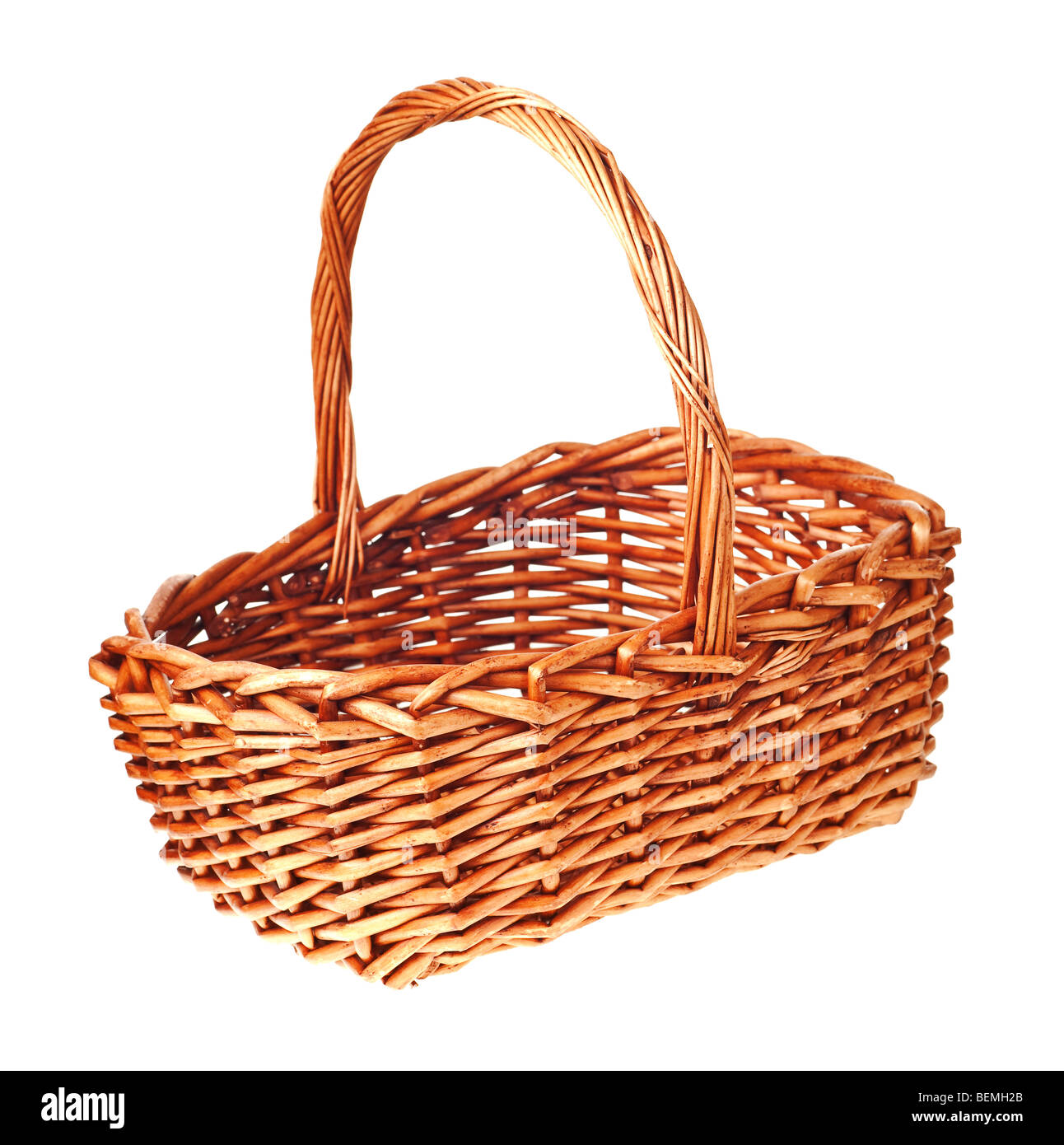 brown wicker basket isolated on white background Stock Photo - Alamy