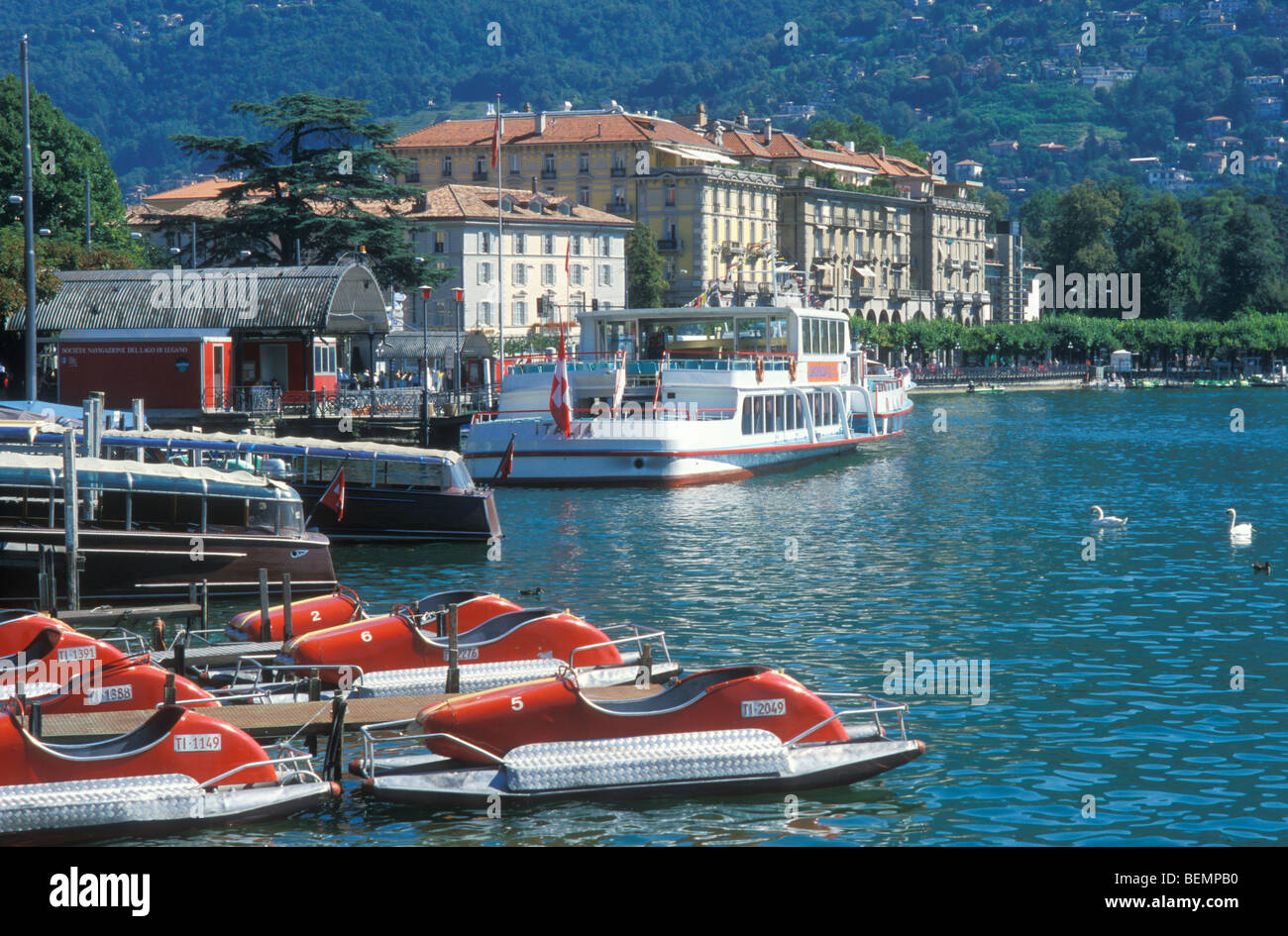 Paddleboats, Excursion Boats, Lugano Lake, Lugano, Ticino, Switzerland