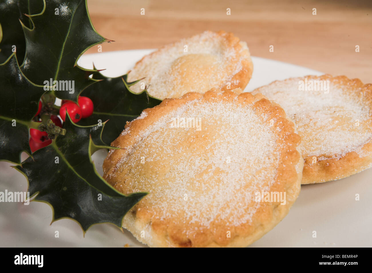 Holly and Mince pies Stock Photo - Alamy