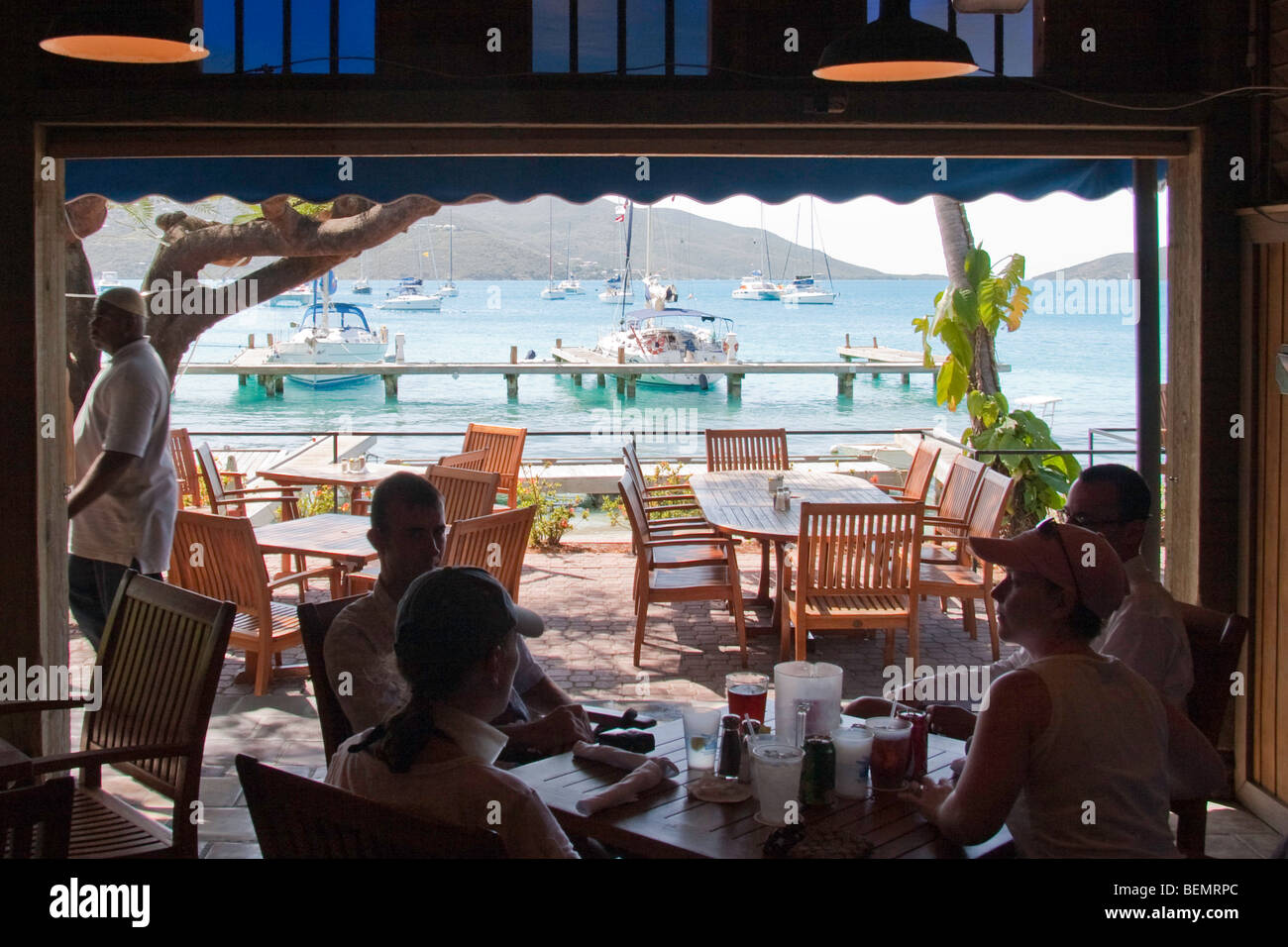 Waterfront dining in a Beach Bar/Restaurant at Bitter End Yacht Club