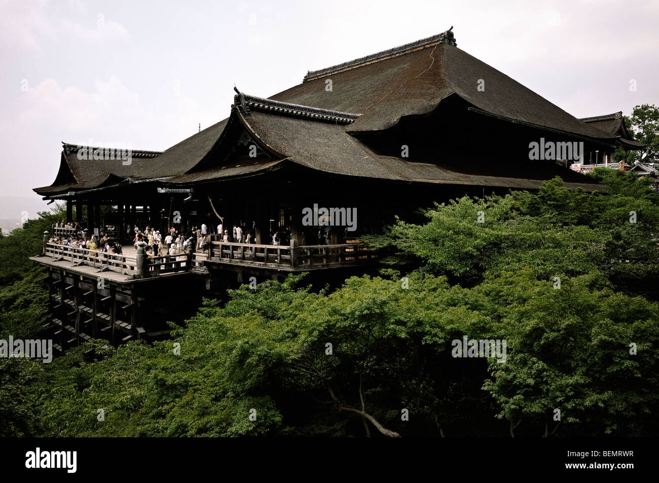 Stage and verandas of the main building at Kiyomizu-dera Temple (full name: Otowa-san Kiyomizu-dera). Kyoto. Kansai. Japan Stock Photo