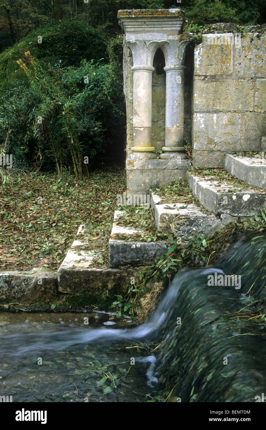 Garden of abbey of Cistercians, Fontenay, Burgundy, France Stock Photo
