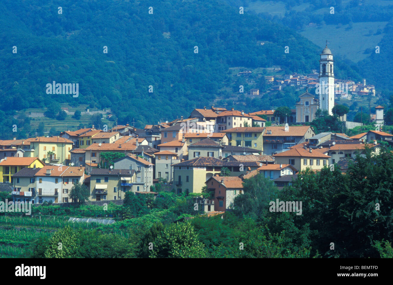 View of Caneggio, Valle di Muggio, Ticino, Switzerland Stock Photo