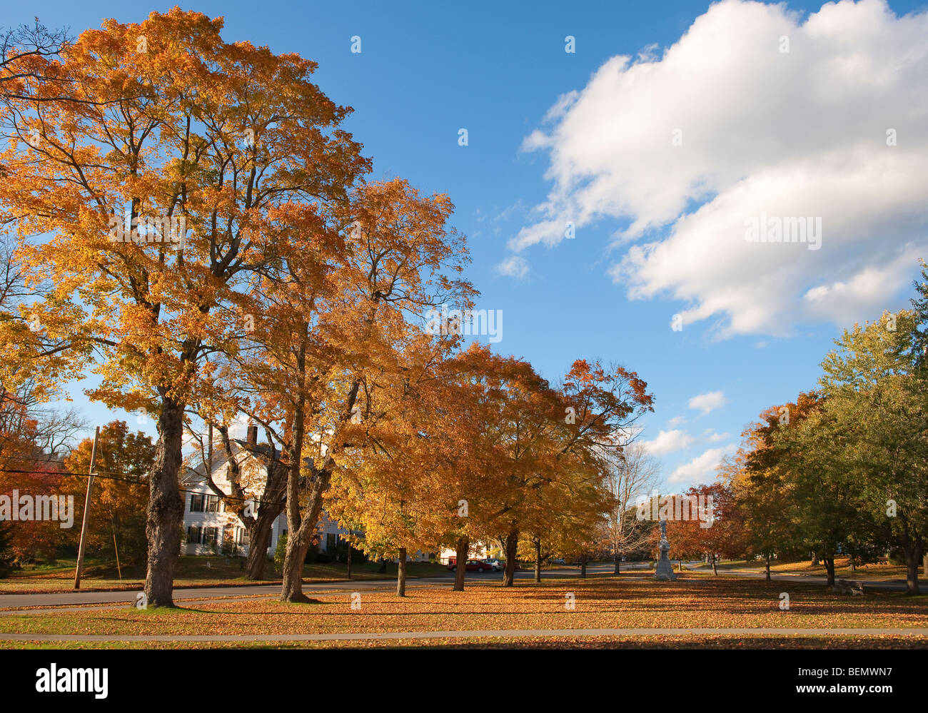 Hartwick Town Commons in Fall, Harwick, Massachusetts. Stock Photo