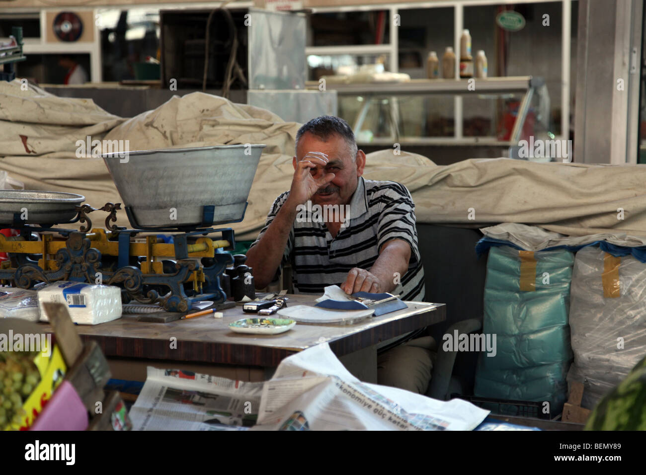Market Trader, Mugla Muğla Turkey Stock Photo