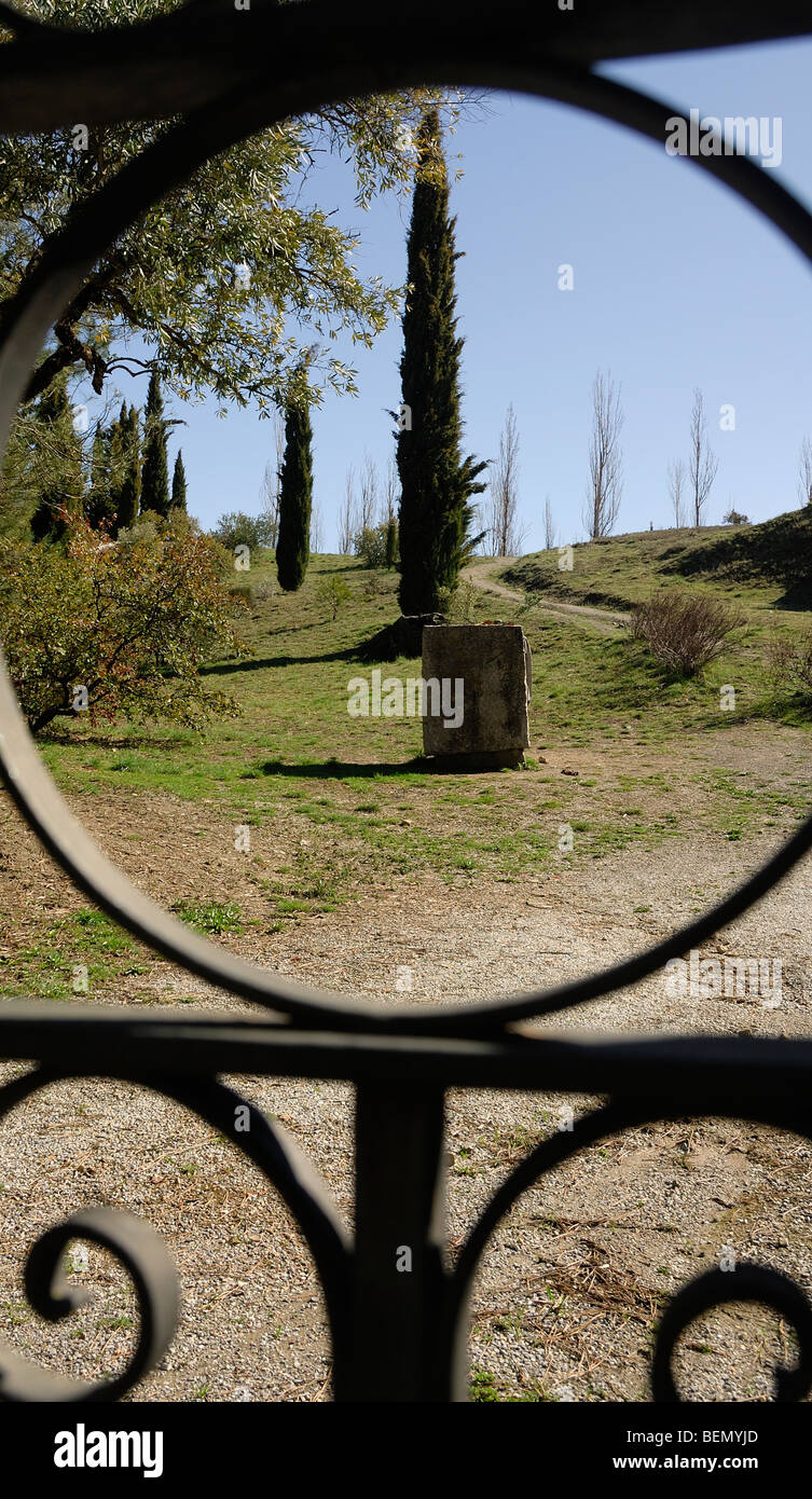 Memorial  stone of  Poet Federico Garcia Lorca in the village of Alfacar, Granada Andalucia Spain Stock Photo