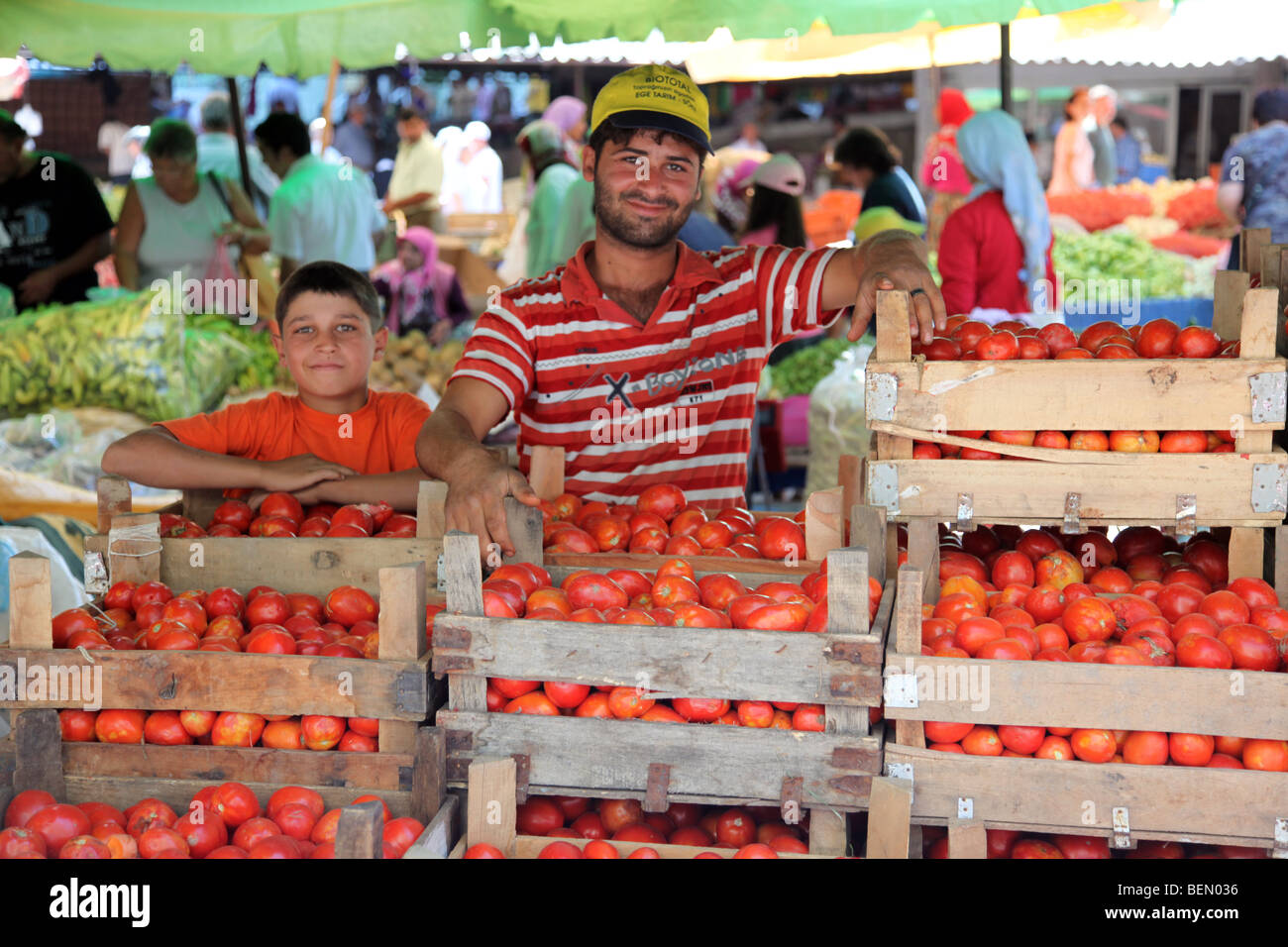 Tomato traders Market Mugla Muğla Turkey Stock Photo