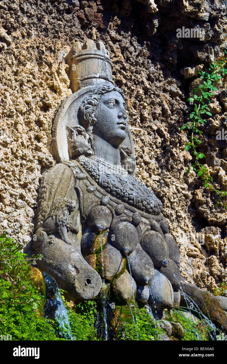 Villa D'Este, Tivoli, Italy. Fountain of Diana of Ephesus Stock Photo
