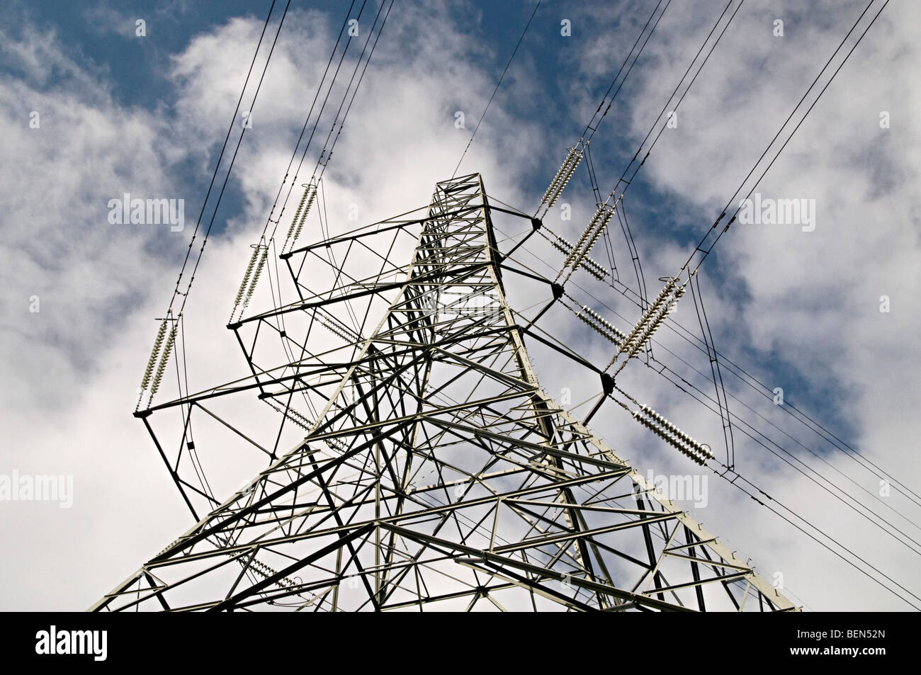 electricity pylon used to transmit power across the countryside Stock Photo