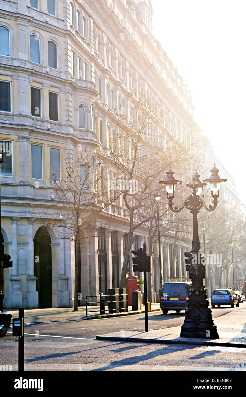 View of London street in early morning light Stock Photo