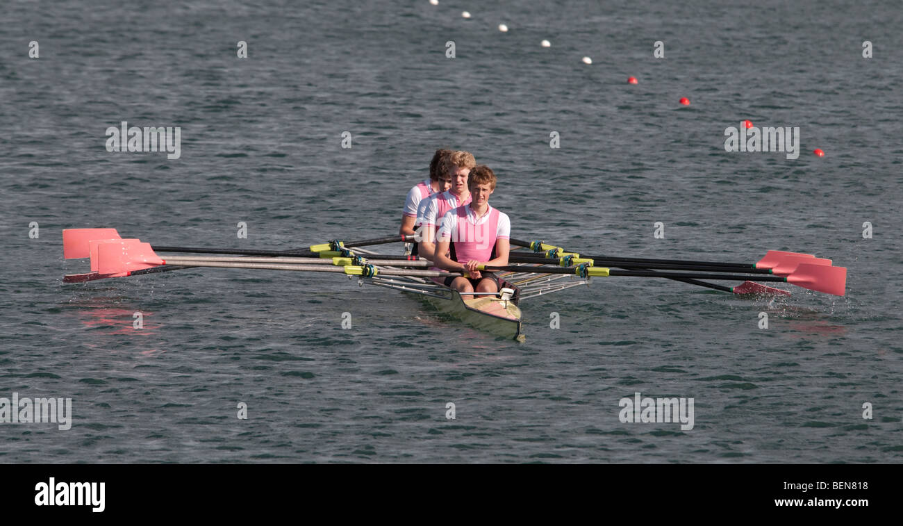 Rowers on Dorney Lake at the Eton College Rowing Centre Stock Photo