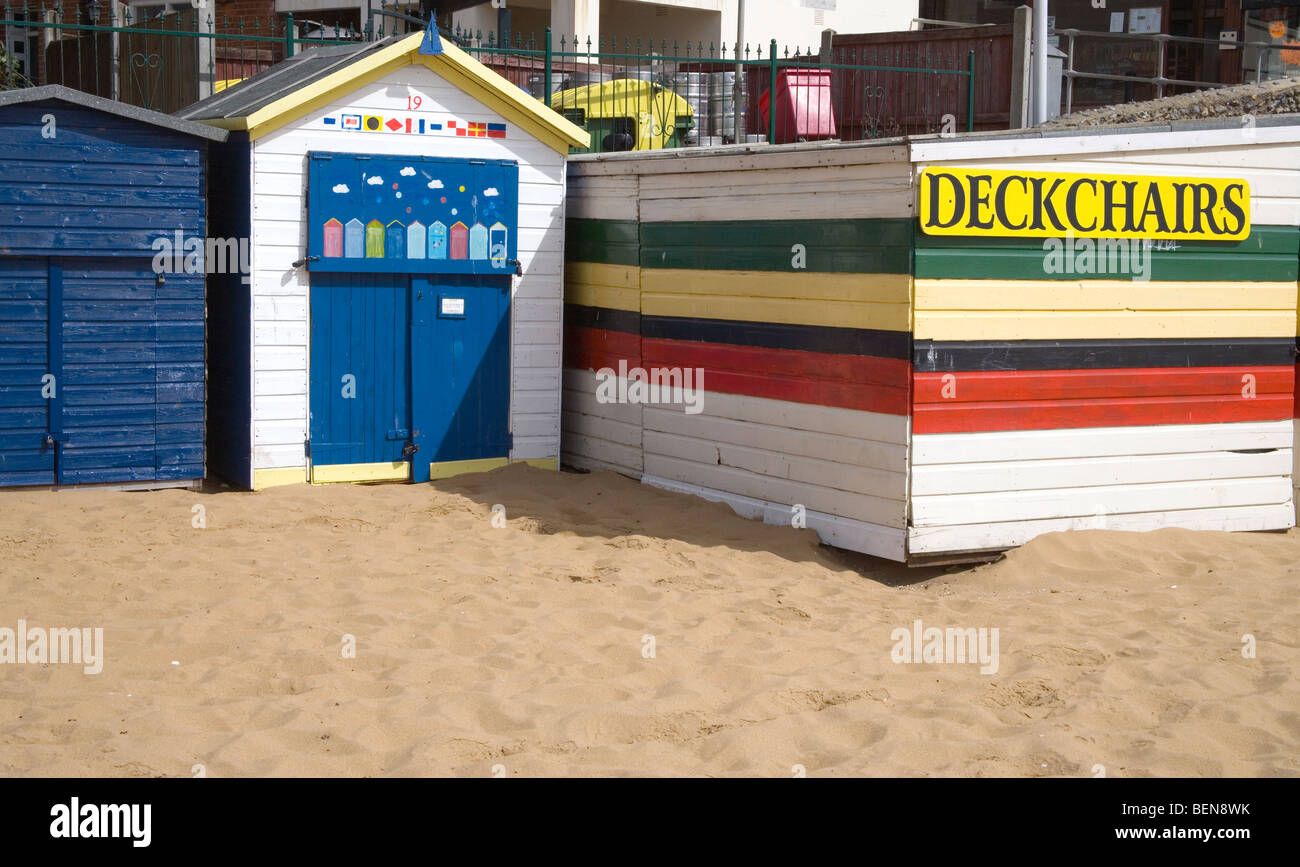 Broadstairs beach huts  kent Stock Photo