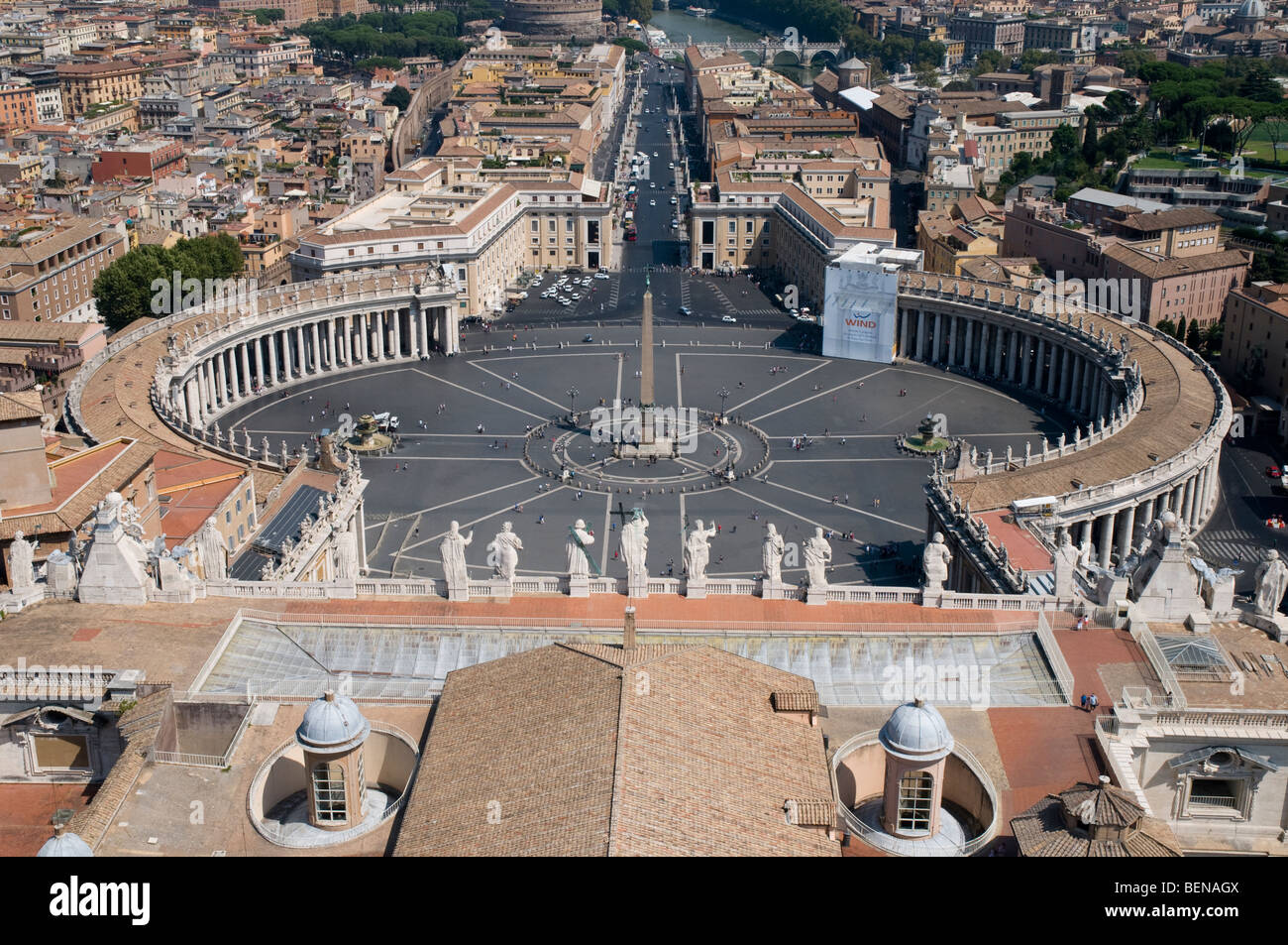 View of Saint Peter's Square from Saint Peter's Dome Stock Photo