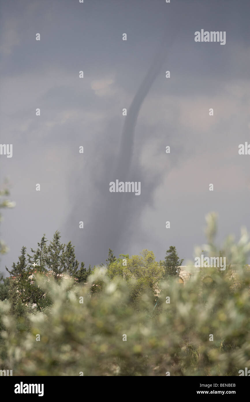 small tornado forming in countryside of the republic of cyprus europe Stock Photo