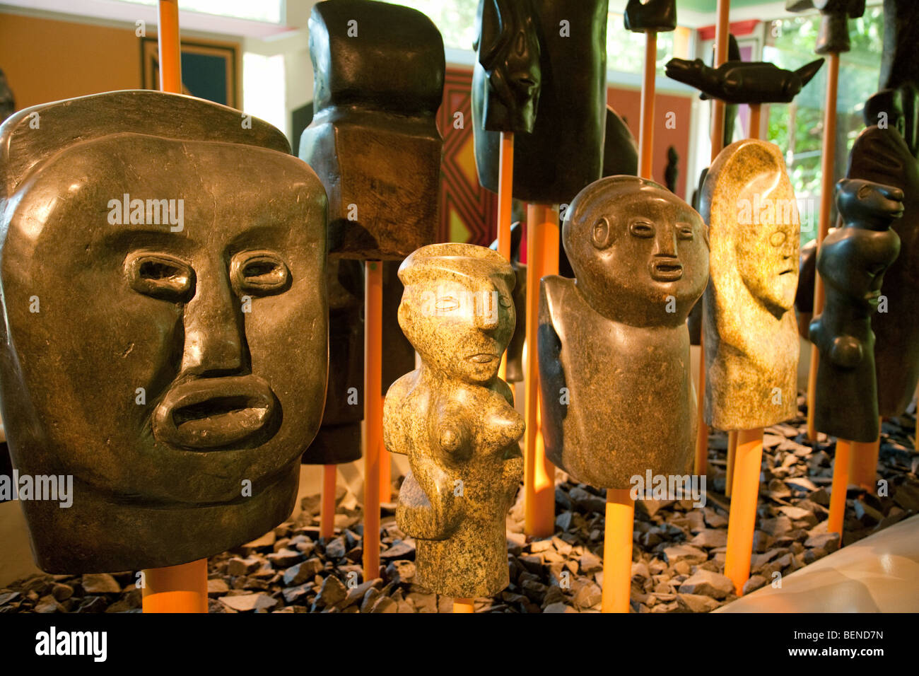 Carved soapstone statues examples of African Art Stock Photo Alamy
