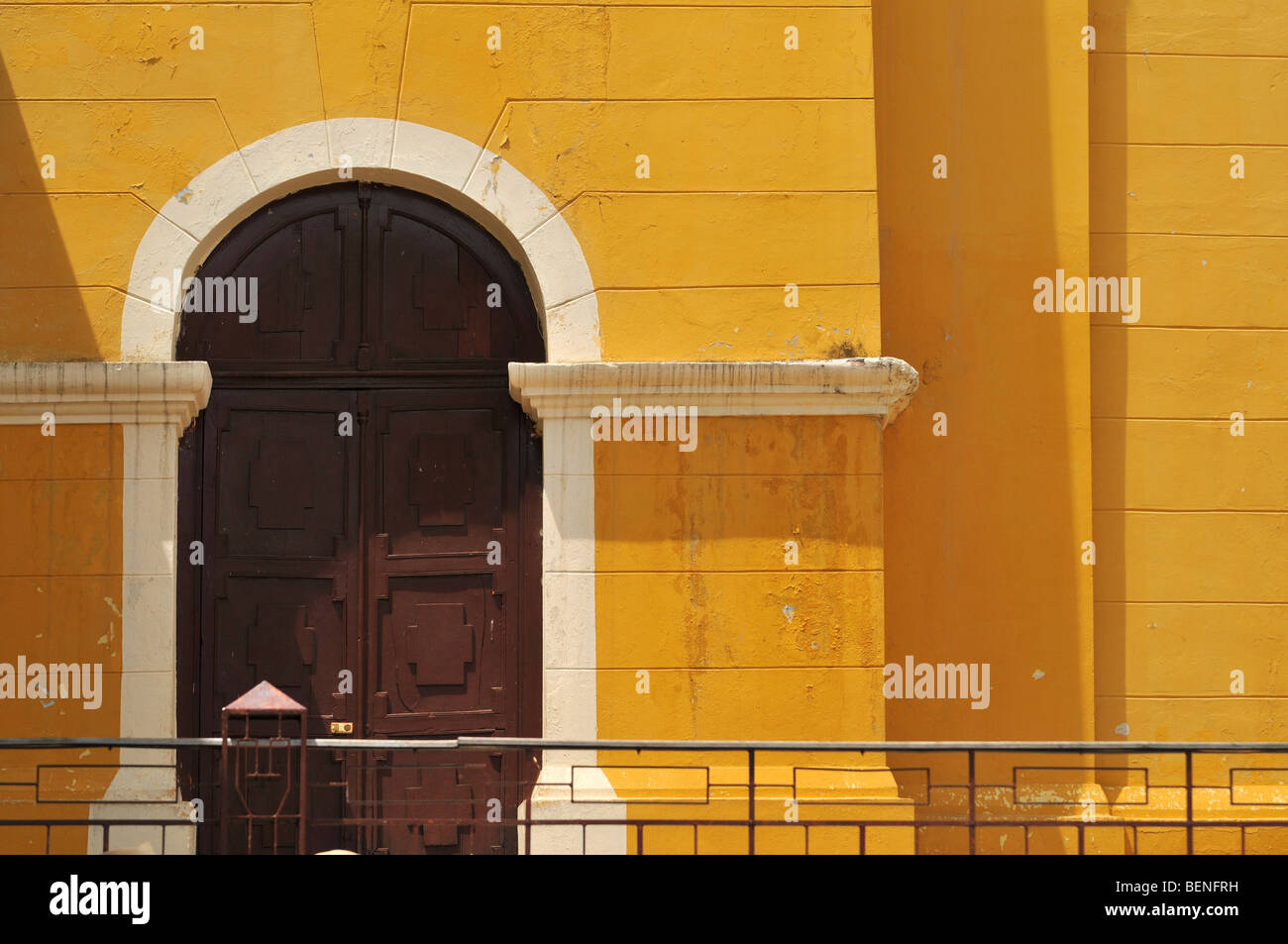 Detail of old Colonial church in Cajabamba, Peru Stock Photo