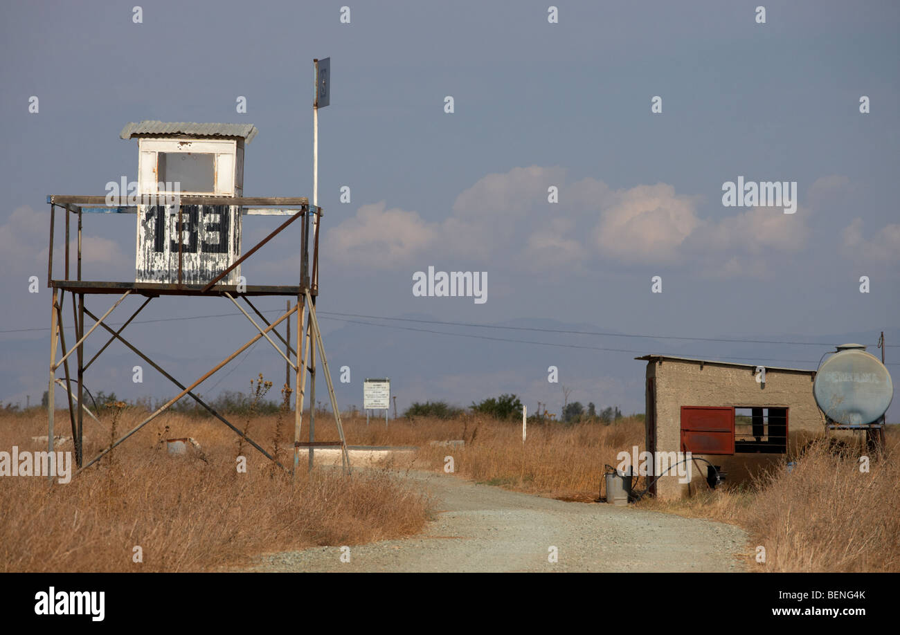 UN observation post 133 in the SBA buffer zone in the green line dividing north and south cyprus Stock Photo