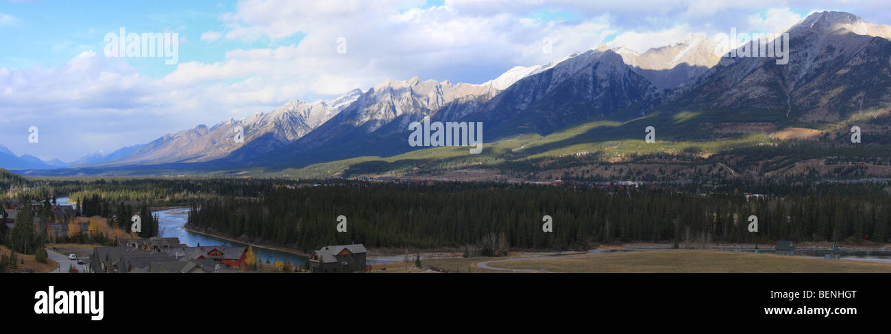 Peaks of the Canadian Rockies near Canmore, Alberta Stock Photo