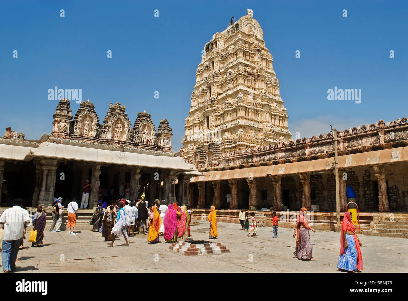 The Virupaksha Temple also called Pampapathi temple is located at the foot of Hemakuta Hill and was rebuilt in 1510 for the Stock Photo