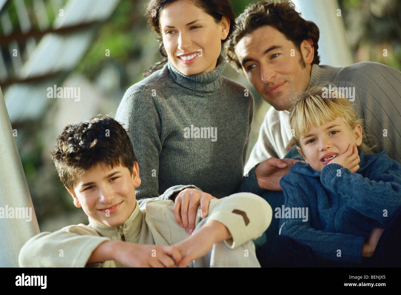 Family together outdoors, portrait Stock Photo
