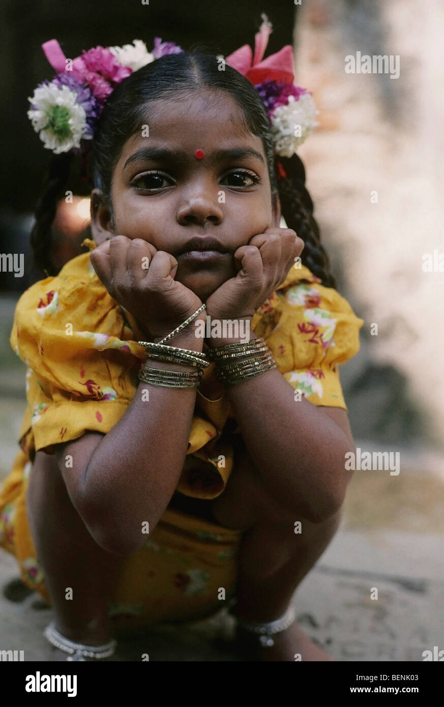 A little girl sitting Mumbai Maharashtra India Stock Photo Alamy