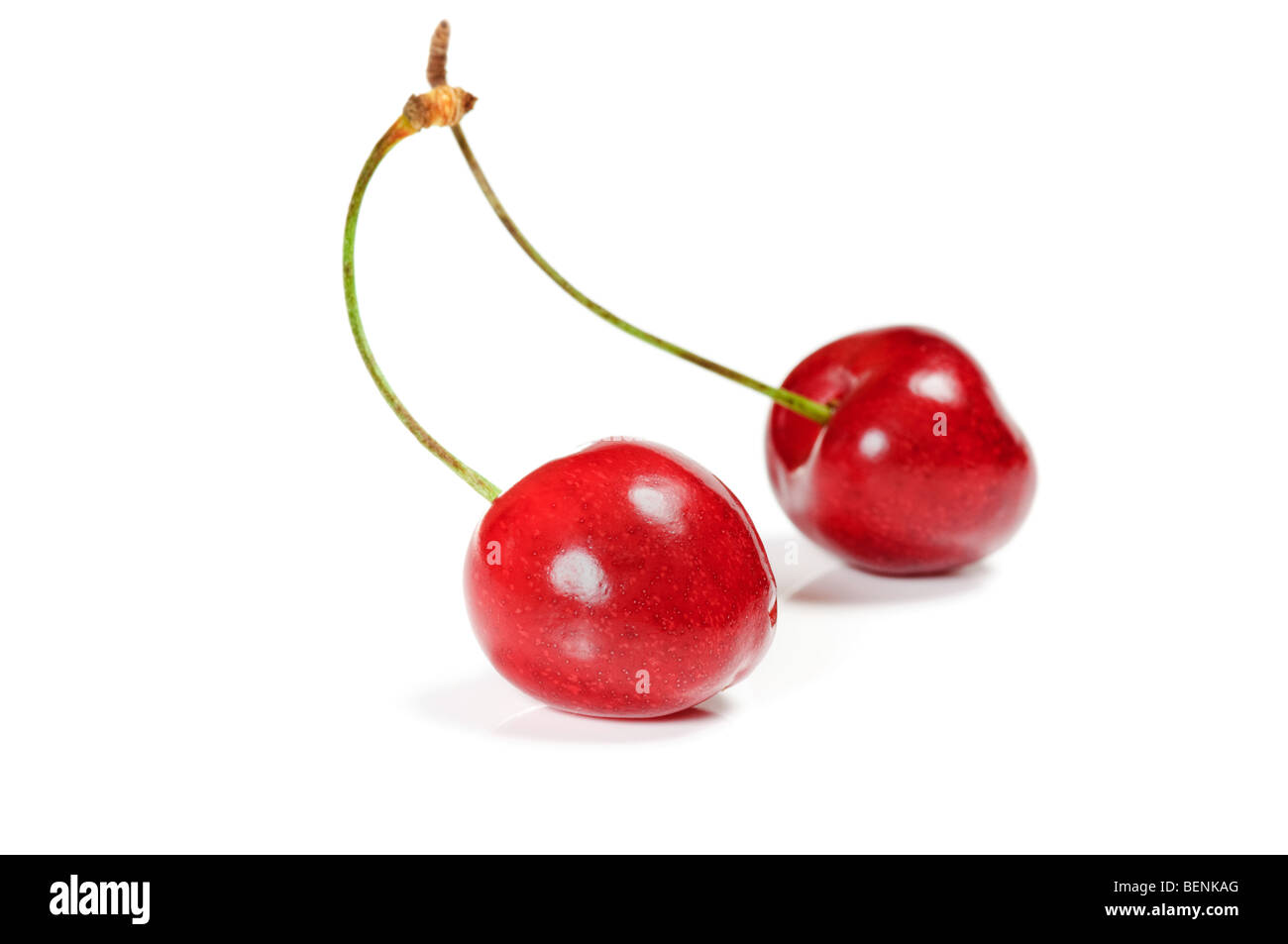 Two cherry isolated on white Stock Photo