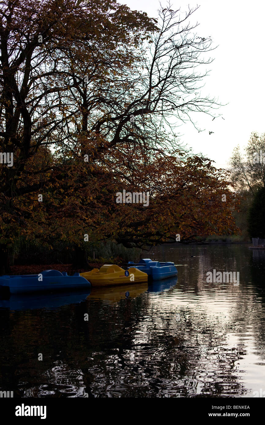 Boating lake in Autumn, Alexandra Palace, North London Stock Photo