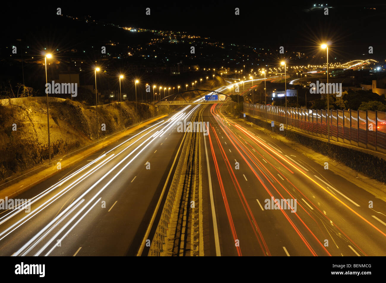 Highway at night Stock Photo