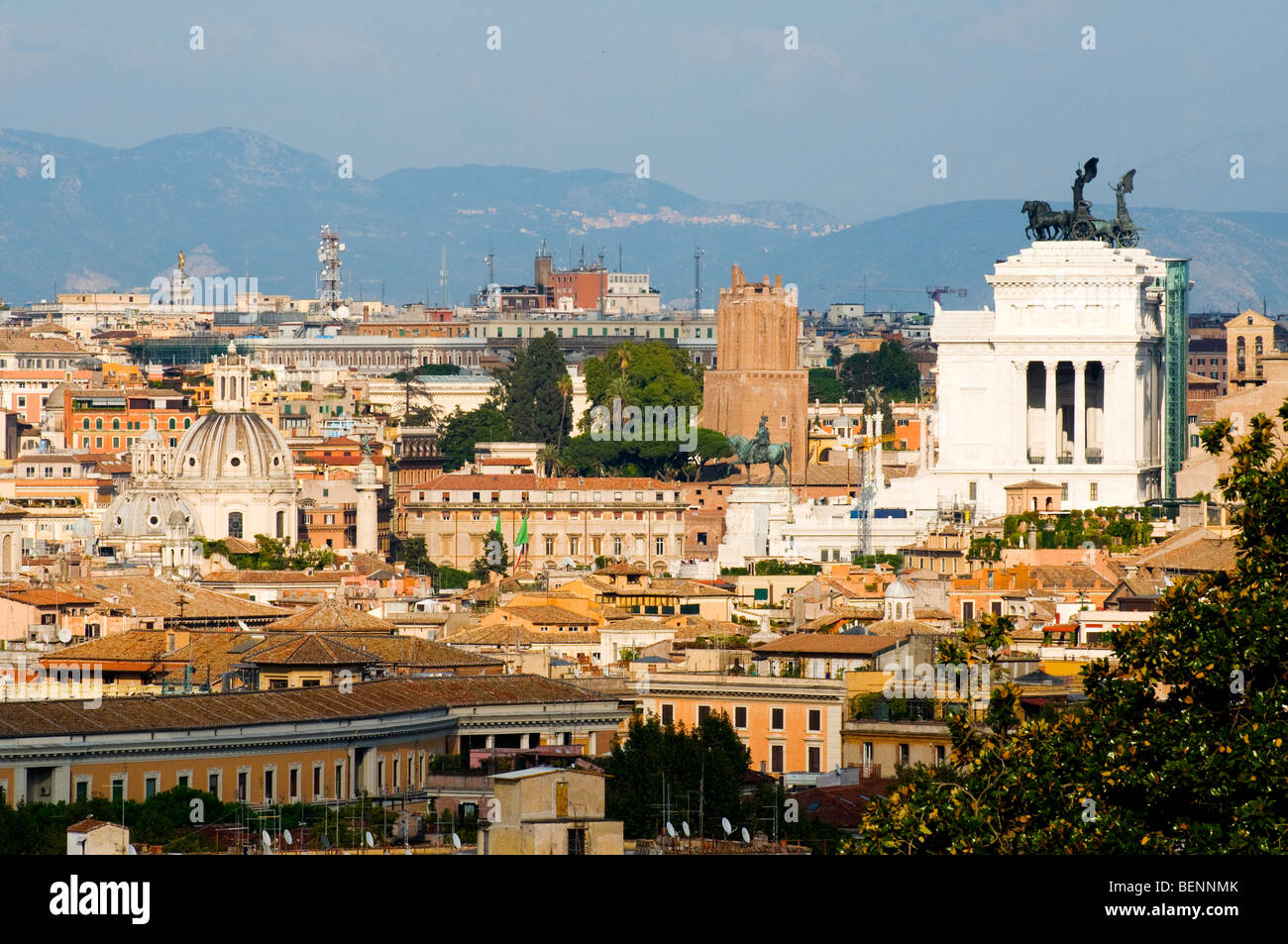 View of Rome's rooftops taken from the Gianicolo's panoramic viewpoint Stock Photo