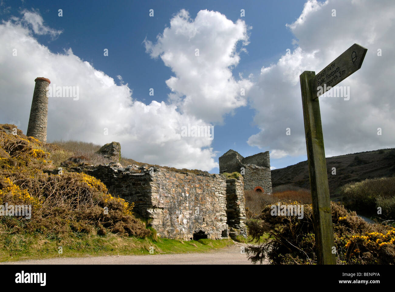 Blue Hills Tin Mine, Trevellas Porth, St Agnes, Cornwall, UK. Stock Photo
