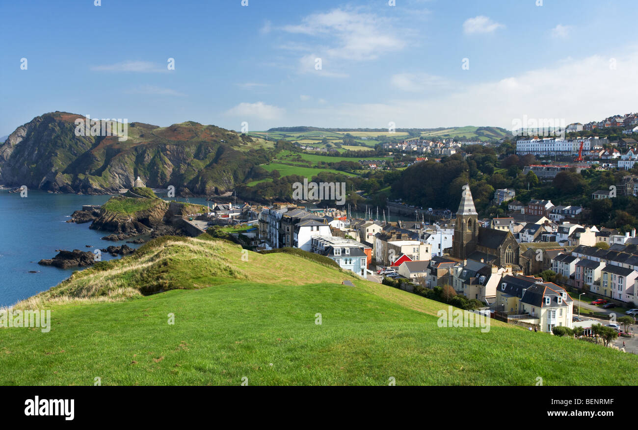 View, from Capstone point, of Ilfracombe and surrounding coast and countryside. Stock Photo