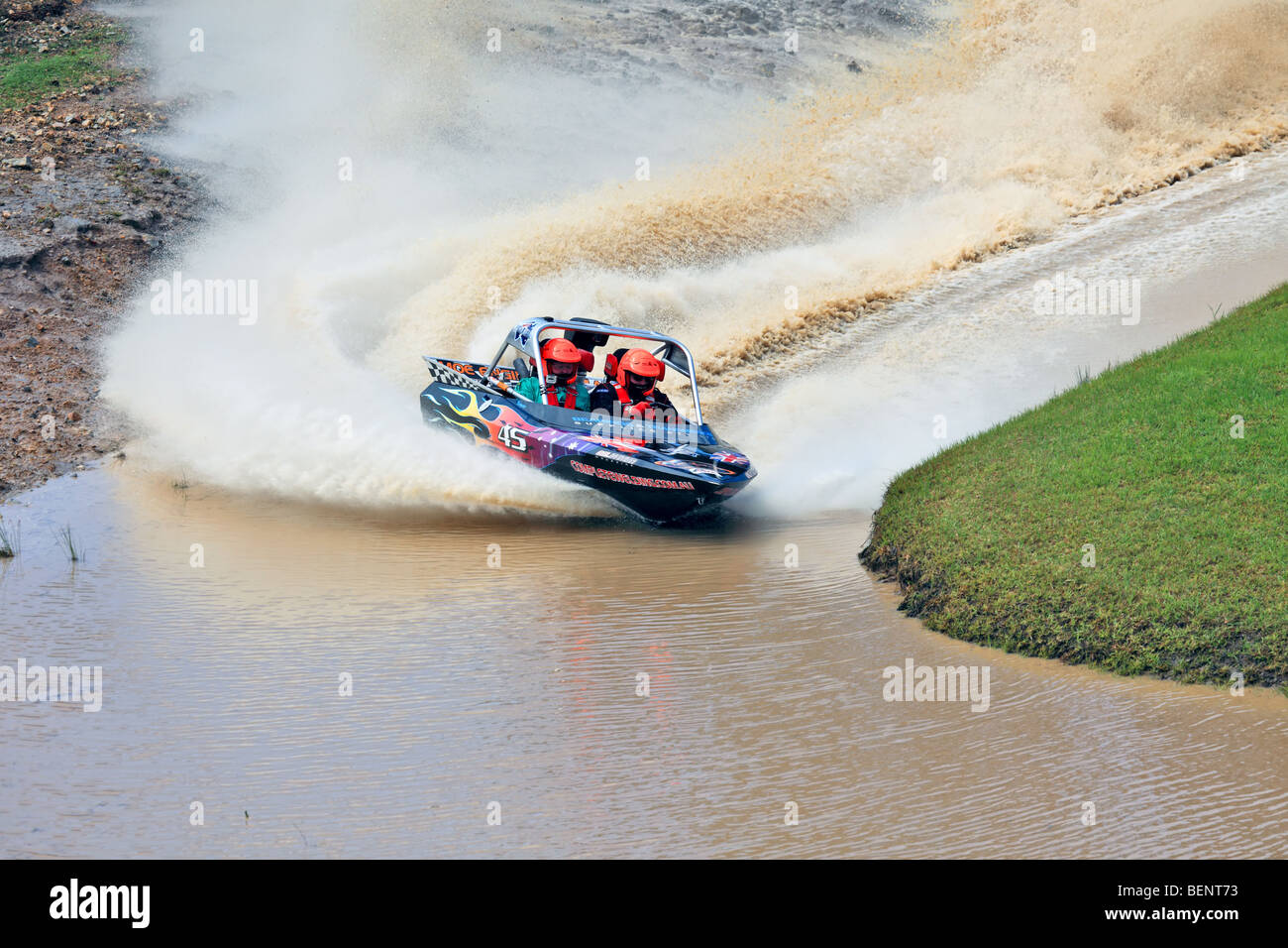 Australian Jet Sprint Boat championship timed sprint runs on enclosed