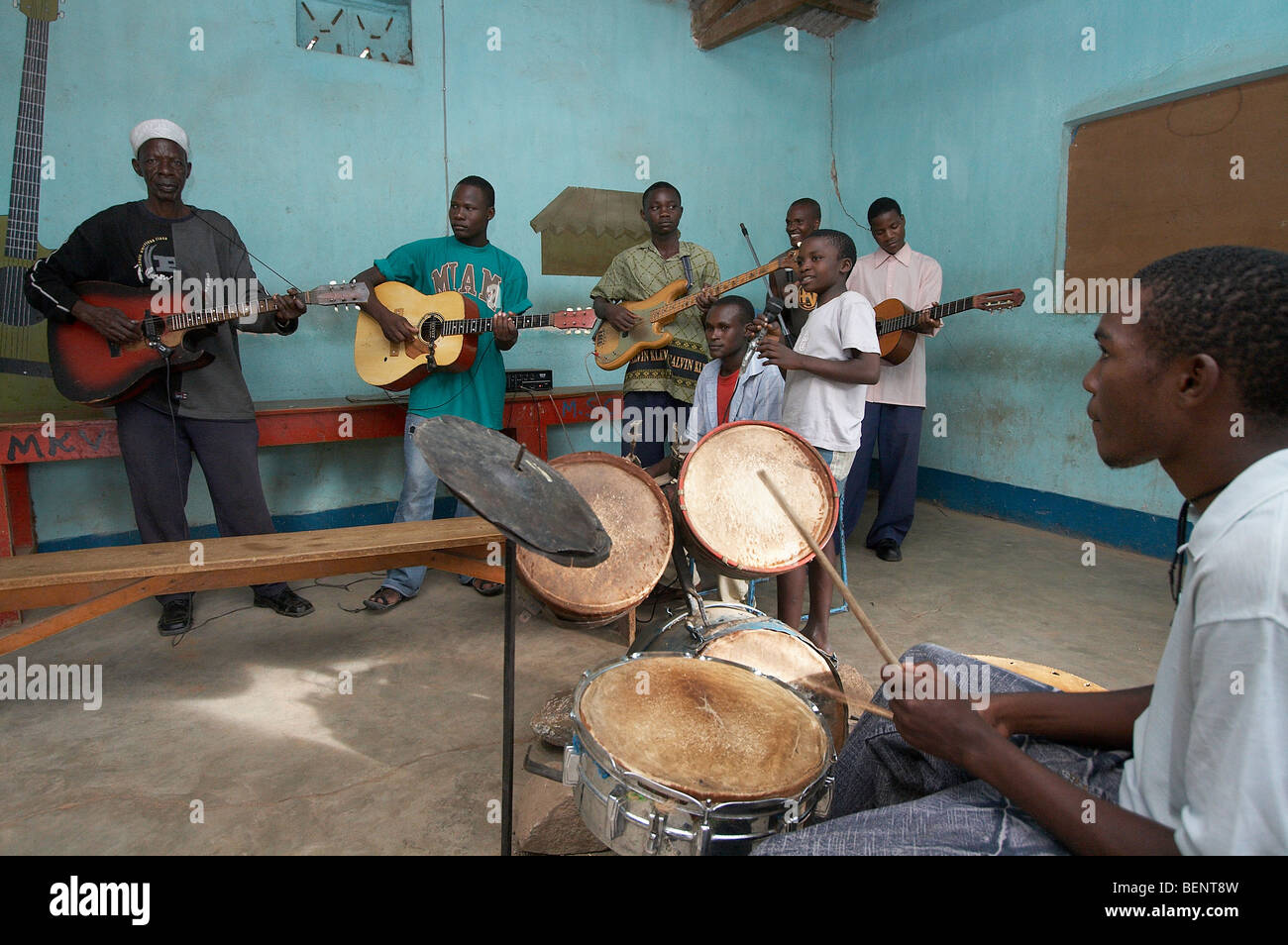 TANZANIA Rock band, Recreation Center, Musoma. Photo by Sean Sprague 2007 Stock Photo