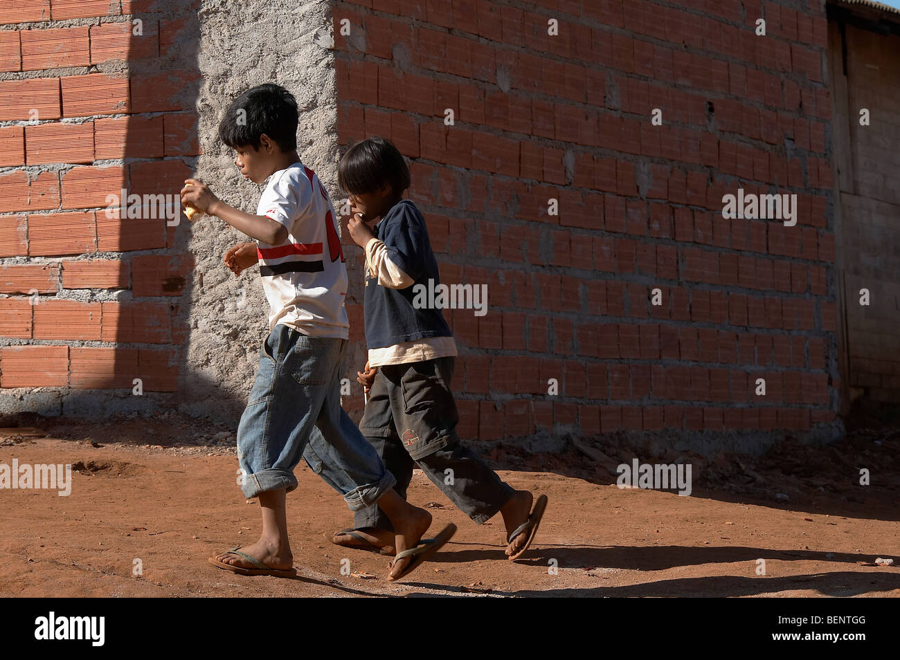 BRAZIL Aldeia Tekoa Pyau, a Guarani Mbya indigenous slum settlement on