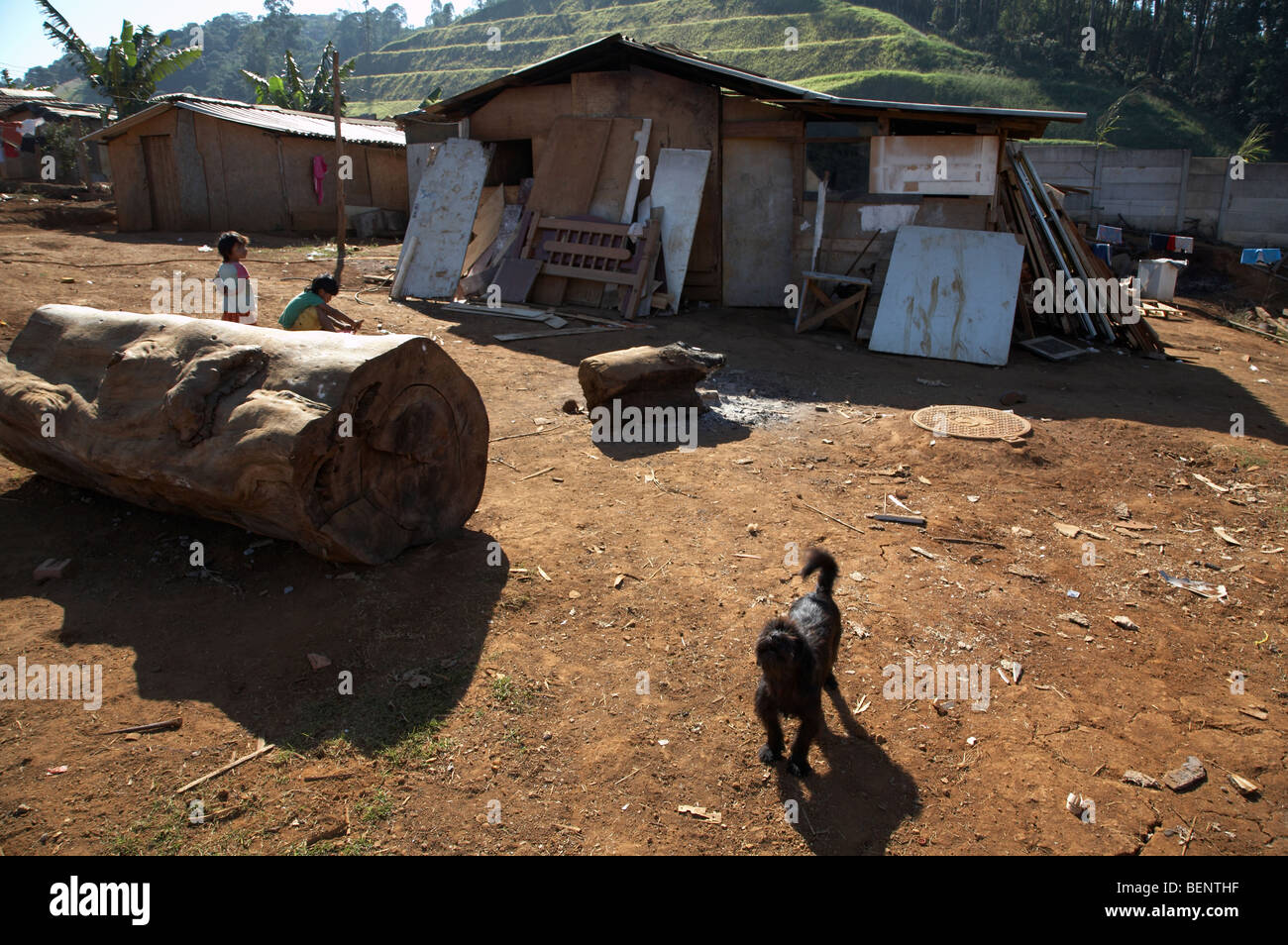 BRAZIL Aldeia Tekoa Pyau, a Guarani Mbya indigenous slum settlement on