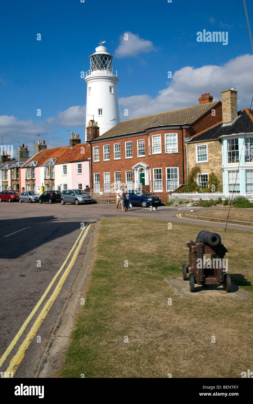 Lighthouse and cottages, Southwold, Suffolk, England Stock Photo Alamy