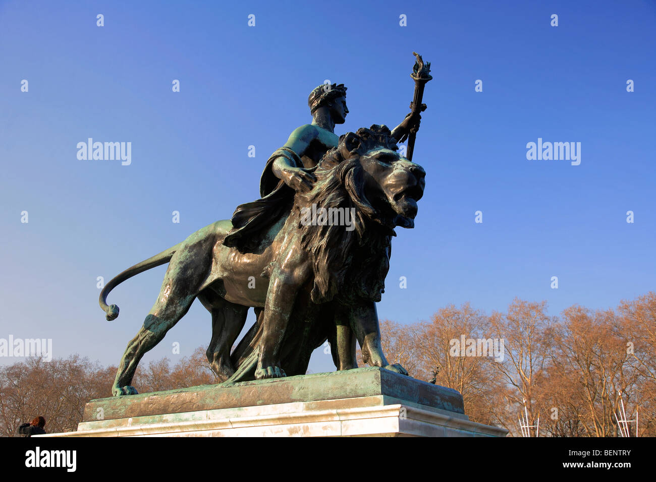 Lion Statue on Victoria Memorial Outside Queens Residence Buckingham