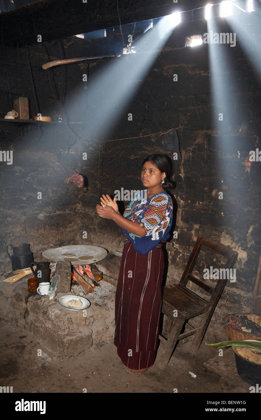 GUATEMALA Woman making tortillas, Chajul, El Quiche. PHOTOGRAPH by SEAN