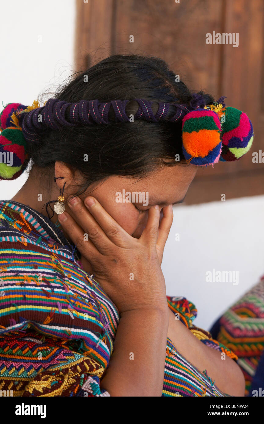 GUATEMALA Catholic Church meeting. Women praying, Chajul, El Quiche. PHOTOGRAPH by SEAN SPRAGUE 2008 Stock Photo