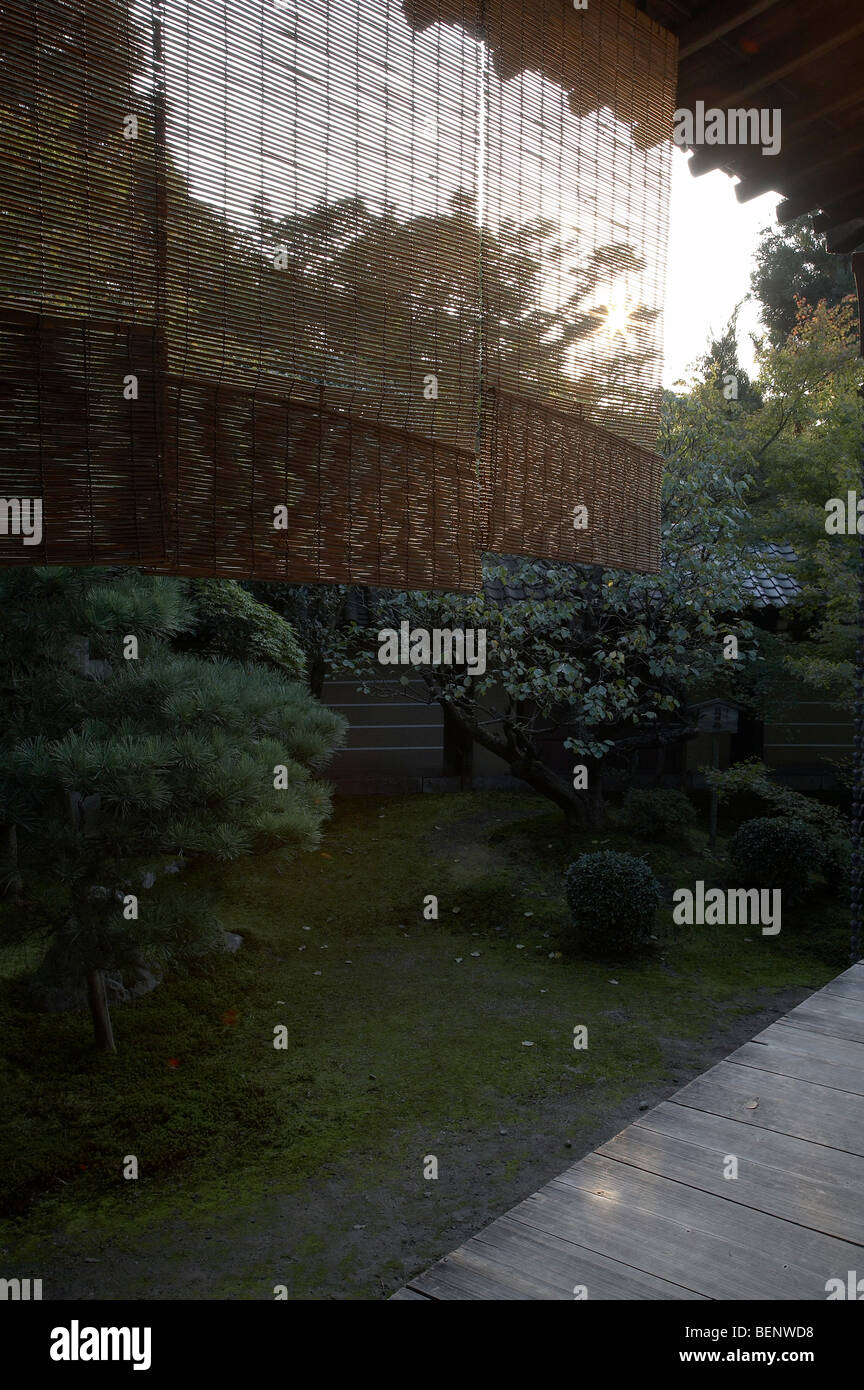 JAPAN Eikando or Zenrinji Temple, Kyoto. View of garden from pavilion with screens. photo by Sean Spraqgue 2008 Stock Photo