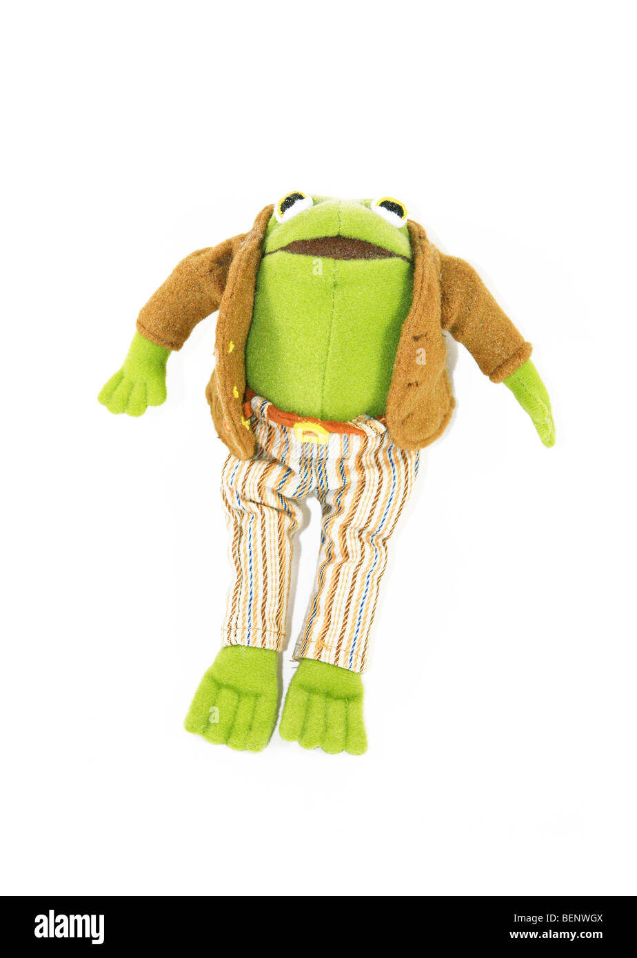 Mr. Toad, stuffed, soft toy frog, based on the popular children's book series 'Frog and Toad' by American author Arnold Lobel. Stock Photo