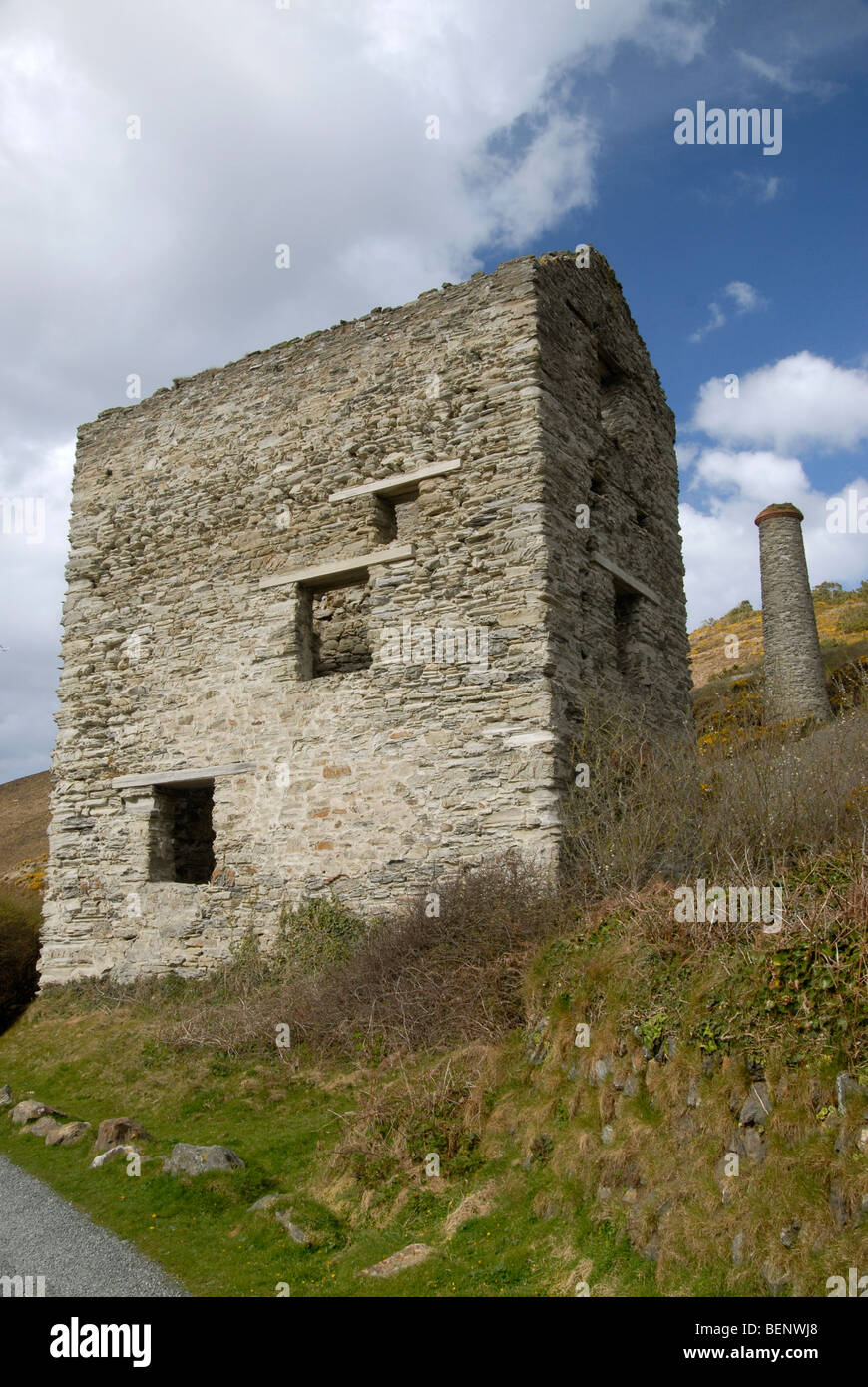 Blue Hills Tin Mine, Trevellas Porth, St Agnes, Cornwall, UK Stock