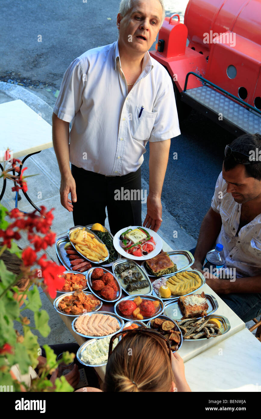 europe greece athens plaka a tray of greek mezedes at the sholarhio taverna Stock Photo