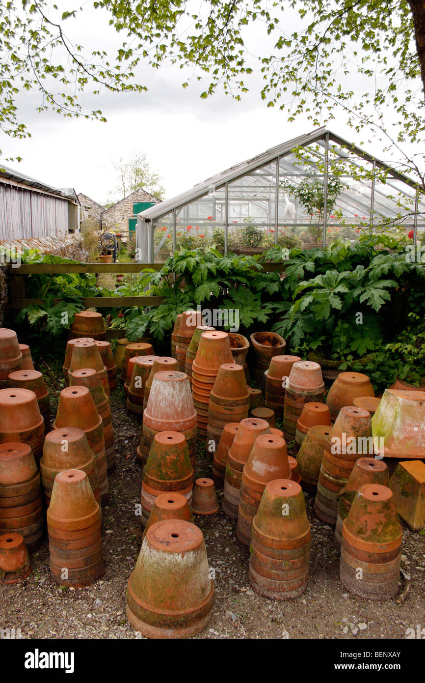 TERRACOTTA POTS IN AN OLD ENGLISH GARDEN Stock Photo - Alamy