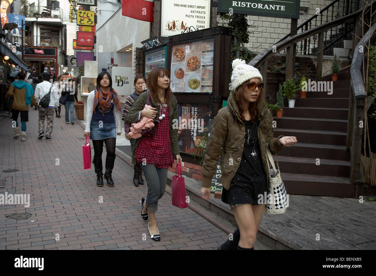 JAPAN Shibuya, Tokyo. Young women. photo by Sean Spraqgue 2008 Stock